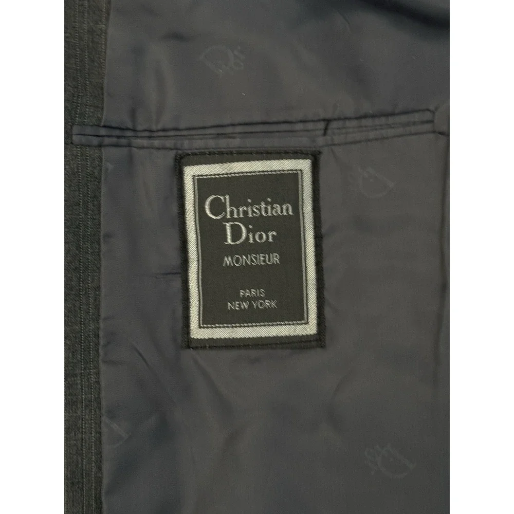 Christian Dior Monsieur Blazer Mens Size 40R Striped 2-Button Grey‎ Suit Jacket